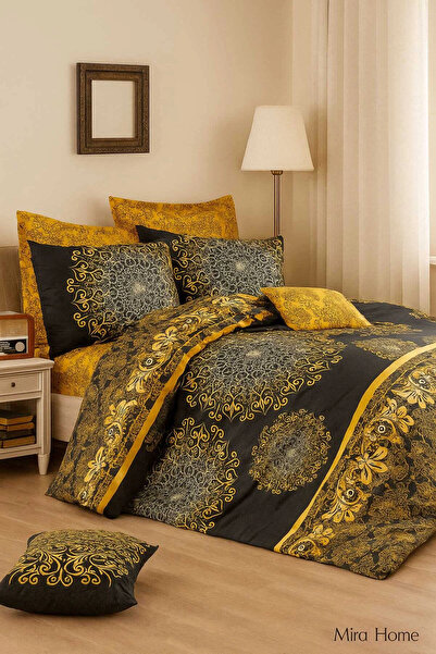 Mira Home طقم غطاء لحاف قطني مزدوج بنمط مزخرف