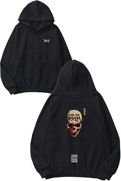 THEWERT Fck The System Design Rucsac cu imprimeu Negru cu glugă Swea tricou