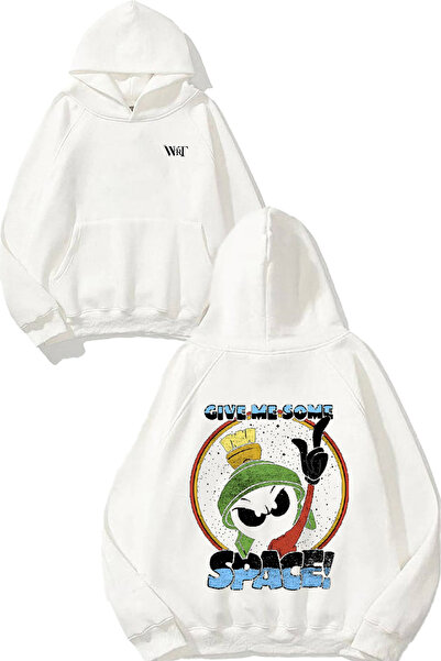 THEWERT Space Give Me Some Design Rucsac cu imprimeu Alb cu glugă Swea tricou