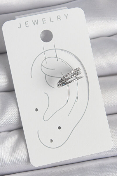 Acousticworld Brass Silver Color Zircon Stone 3 Row Model Women's Cartilage Earrings