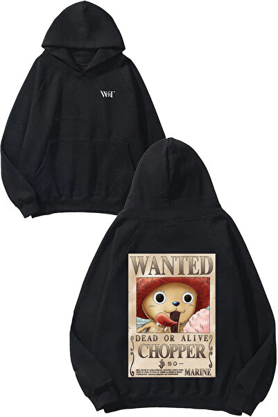 THEWERT One Piece Chopper Wanted Design Rucsac cu imprimeu Negru cu glugă Swe...