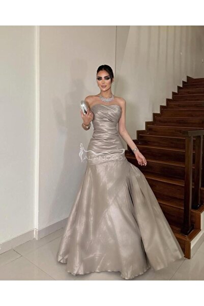 ALANOOD FASHION Elegant beige occasion dress