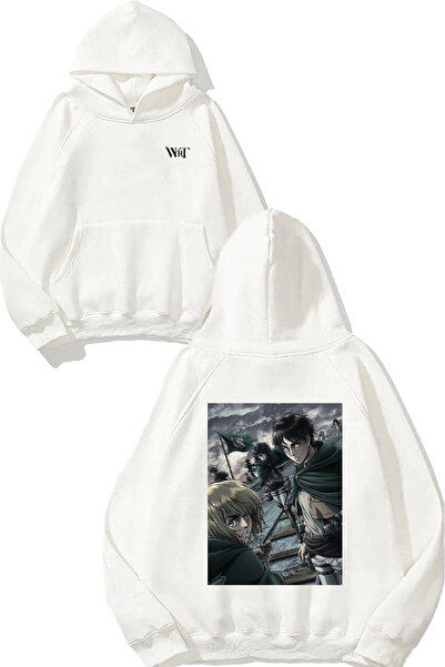 THEWERT Attack On Titan Unfaithful Design Back cu imprimeu White cu glugă Swea tricou