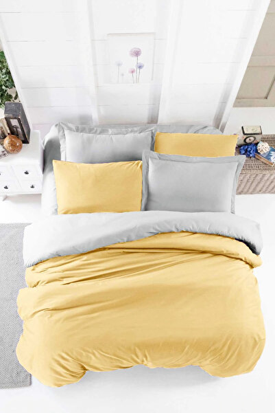 Mira Home طقم غطاء لحاف ملاءة مزدوجة مطاطية من القطن للفصول الأربعة باللون ال...