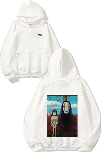 THEWERT Spirited Away Ghost Design Rucsac cu imprimeu Alb cu glugă Swea tricou