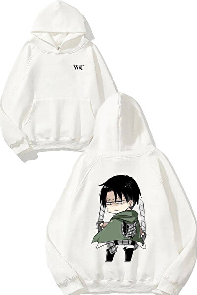 THEWERT Attack On Titan Levi Mini Design Rucsac cu imprimeu Alb cu glugă Swea tricou