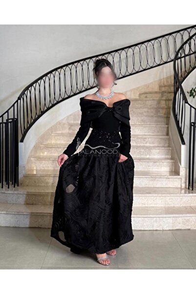 ALANOOD FASHION فستان ماقلا أسود فاخر بتصميم أنيق