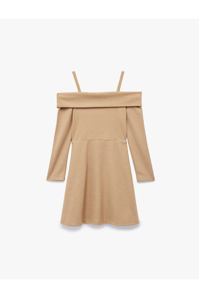 Koton Flounce Strap Detailed Long Sleeve Dress