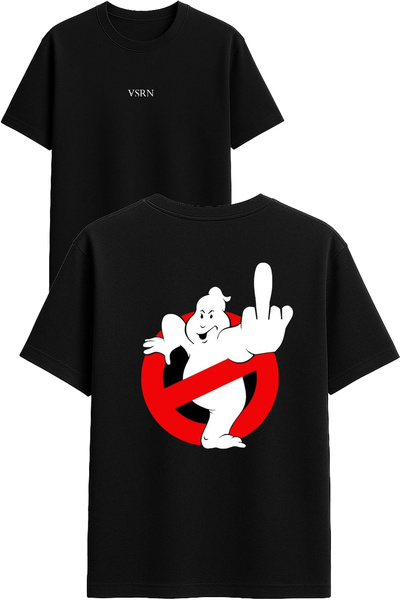 VSRN Tricou oversize negru cu imprimeu Ghost Design