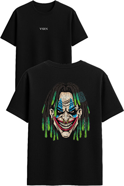 VSRN Tricou oversize negru cu imprimeu Design "Ornate Hair Man"