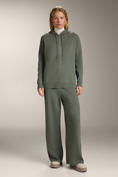 Oysho Long knit cardigan with hood