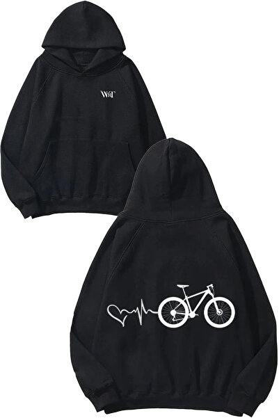 THEWERT Love Bike Design Rucsac cu imprimeu Negru cu glugă Swea tricou