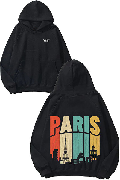 THEWERT Paris Colorful Design Rucsac cu imprimeu Negru cu glugă Swea tricou