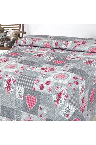 MYONNA IT & E- COMMERCE Gray Floral Patchwork Bedspread, 160x230 cm, Polyester