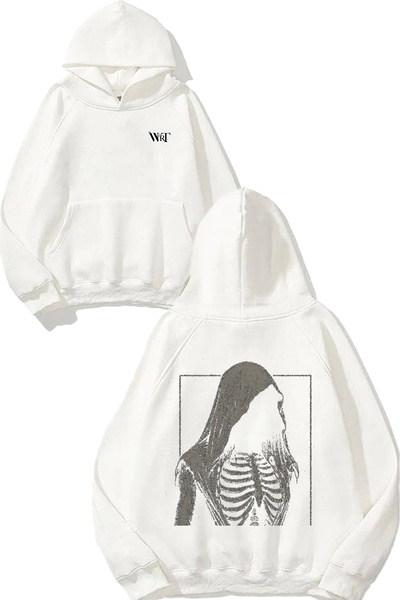 THEWERT Rucsac cu design schelet cu șapcă cu imprimeu alb cu glugă Swea tricou