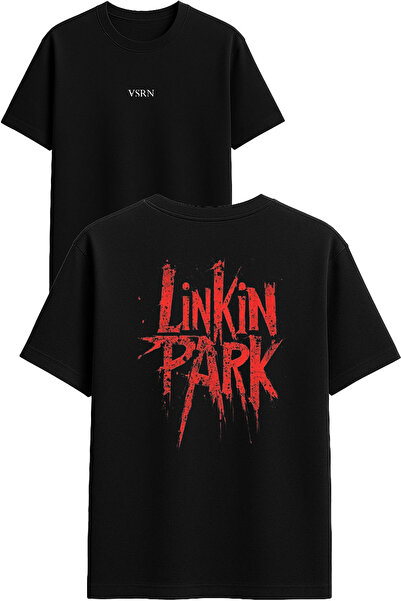 VSRN تي شيرت لينكين بارك ديزاين مطبوع أسود قصة فضفاضة
