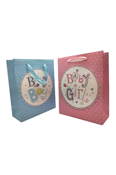 Mirific Party Set de 2 pungi cadou pentru bebeluși, albastre și roz, 23×18 cm