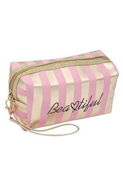 MYONNA IT & E- COMMERCE Makeup Pouch Shiny Glitter - Pink Gold - 19x8x9 cm