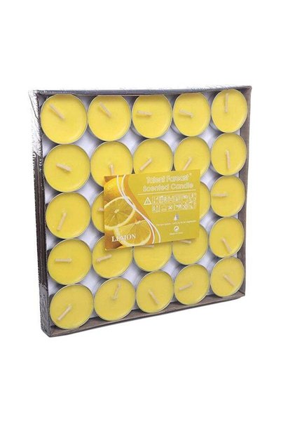 Generic 50-Piece Tea Light Scented Candle Set Yellow 7x7inch
