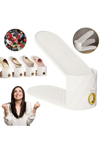 Full Abundance Organizator de pantofi reglabil pentru dulap și rafturi — Suport vertical, economisește spațiu, alb