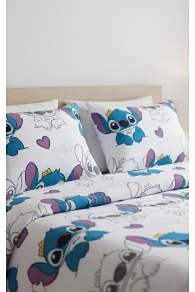 FIONNA.RO Ranforce 100% Cotton Bed Linen 1 Person - Stitch Purple Love