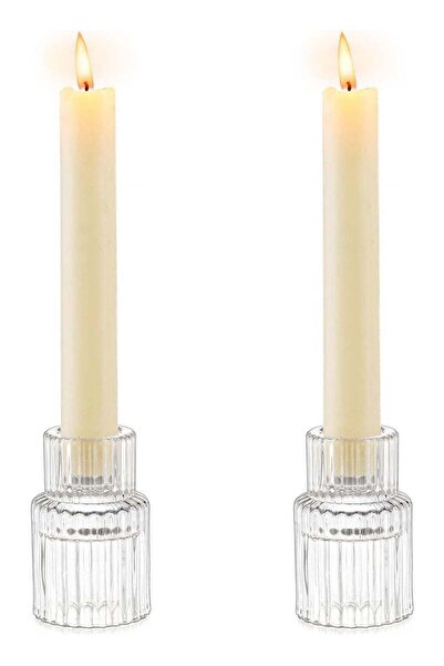 Generic Glass Candle Holder for Candlestick, 2Pcs Clear Small Tapered Wedding Christmas Decor Bulk for Cand