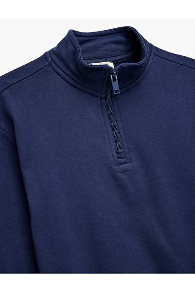 Koton Світшот з високим коміром, довгими рукавами, напівзастібкою та бавовняною підкладкою