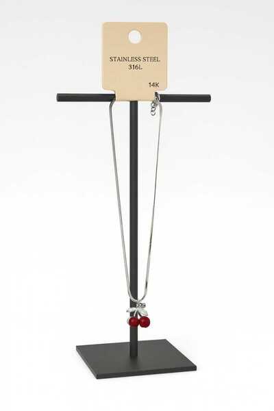 cmtgroup قلادة نسائية على شكل كرز فضي اللون - ستانلس ستيل 316L