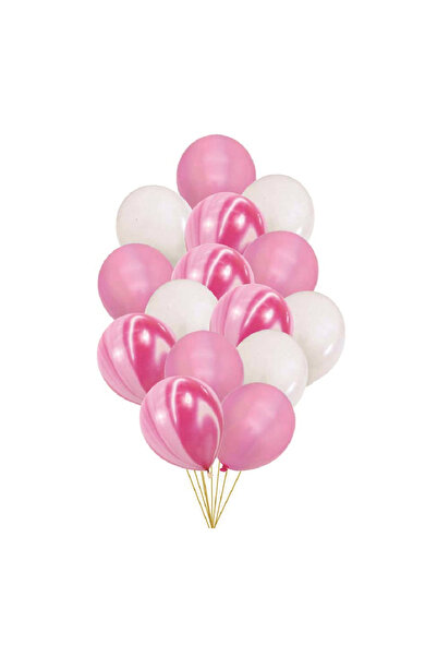 Mirific Party Set de 15 baloane latex pentru petrecere, albe, roz, TZ5265, 30 cm