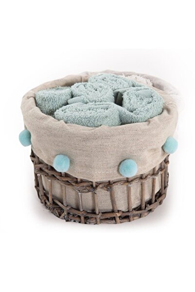 Nef Nef Homeware Set basket with 5 hand towels, cotton, Nef-Nef Pistachio