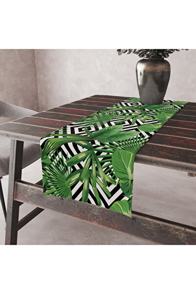 Alkan Homes Tropikal Yaprak Desenli Premium Tay Tüyü Kumaş Kenarları Dikişli ...