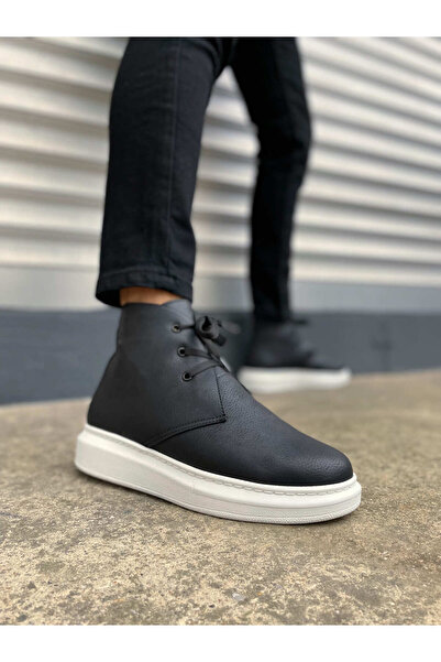 Run&Chic Jy207 Oslo Lace-Up Orthopedic Sole Skin Men's Sports Boots Cbt Black