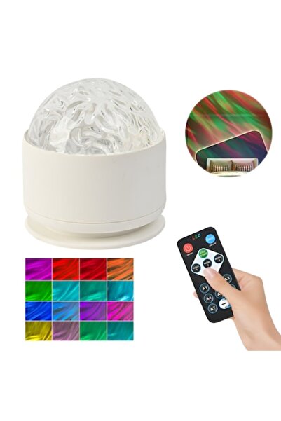 Full Abundance Romantic Flame Ocean Wave Dynamic Projection Night Light with Remote, 16 RGB Colors (White Plastic)