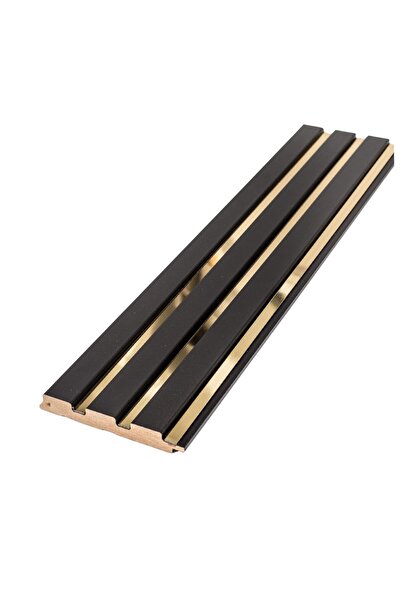 Naimeed Company Riflaj negru cu oglindă aurie din MDF înfoliat - 12 x 1,8 x 270 cm