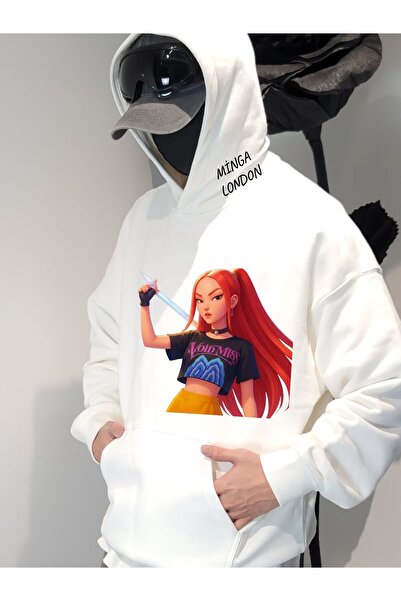 Minga London Unisex Roșu Stil Fată Colorat cu imprimeu Alb supradimensionat S...