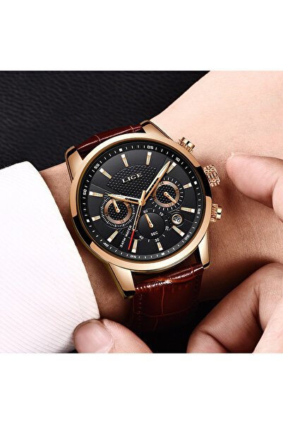 Lige Ανδρικό Ρολόι με Κομψό Δερμάτινο Λουράκι Quartz