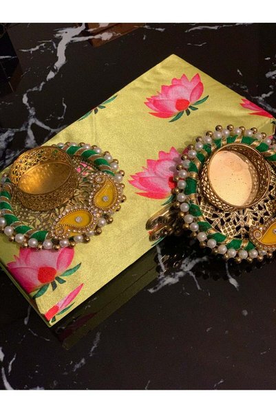 Generic Handmade Decorative Diya Set of 2 – Tealight Candle Holders for Puja ...