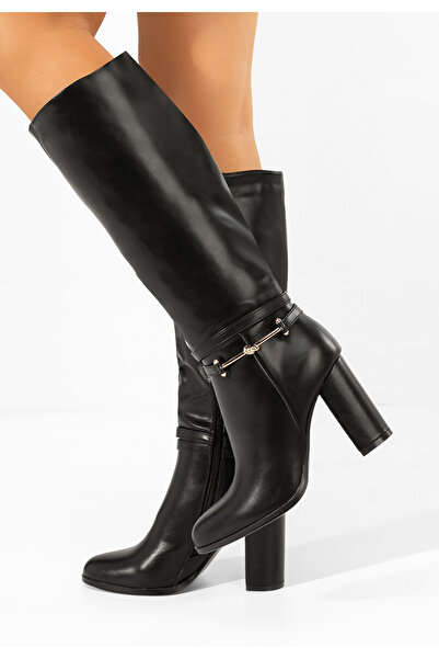 B T Shoes Μπότες με χοντρό τακούνι Dresara Μαύρα