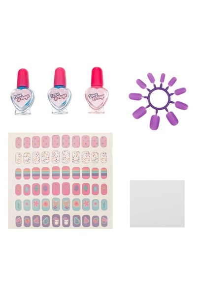 MYONNA IT & E- COMMERCE Nail Art Set Love & Hugs, Multicolor, 3 Nail Polishes, Decorative Stickers, 6+ Years