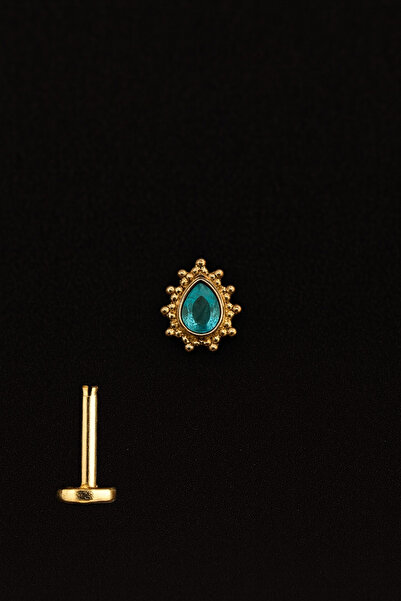 ömay takı Etnik Damla Zirkon 316l Cerrahı Çelik Labret Piercing