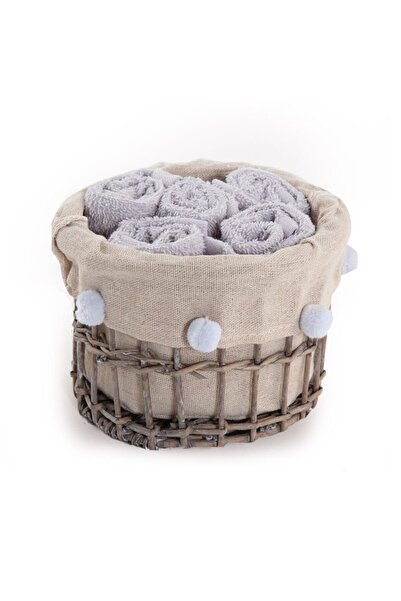 Nef Nef Homeware Basket set with 5 cotton hand towels, Nef-Nef Gray