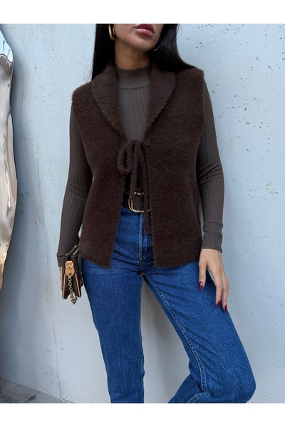 kenza'a Πλεκτό γιλέκο με απαλή υφή με δέσιμο μπροστά