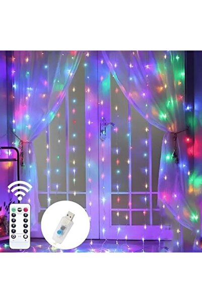 Full Abundance Perdea luminoasă USB cu 600 LED-uri colorate, 6x3m cu telecomandă, 8 moduri de iluminare