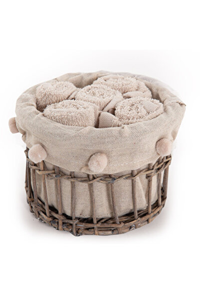 Nef Nef Homeware Basket set with 5 hand towels, 100% cotton, Nef-Nef - Beige
