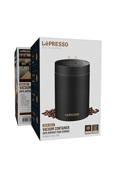 Lepresso Bean Vault Vacuum Container Auto Airtight Food Storage - Black