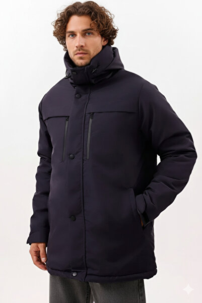 blayn jeans Чоловічий пуховик з капюшоном, водо- та вітронепроникний, з хутром