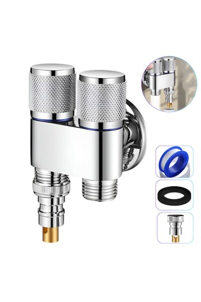 Full Abundance Baterie 2 în 1 cu unghi dublu, intrare simplă, două ieșiri, control dublu independent, cromat