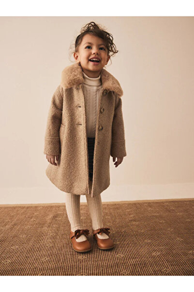 Next Baby Tan Color - Faux Fur Collar Hooded Coat Parka Jacket