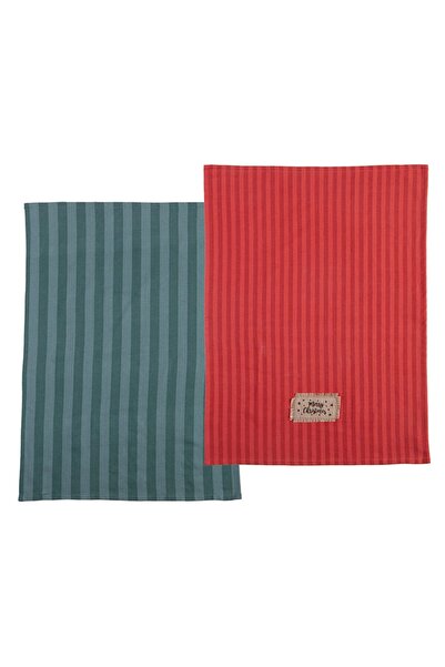 Nef Nef Homeware Set de 2 prosoape de Crăciun Nef-Nef din bumbac, verde-roșu,...