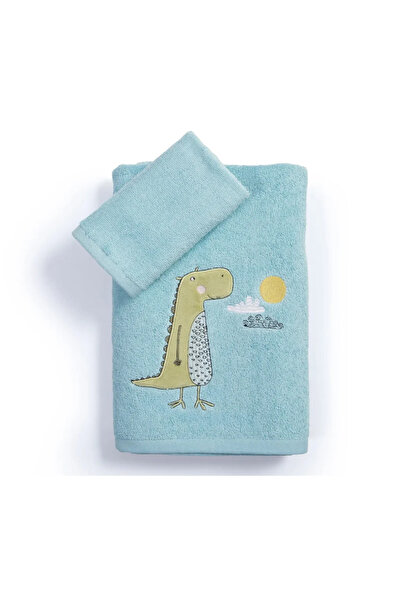 Nef Nef Homeware Set 2 Junior Towels Dino Dragon Time Aqua